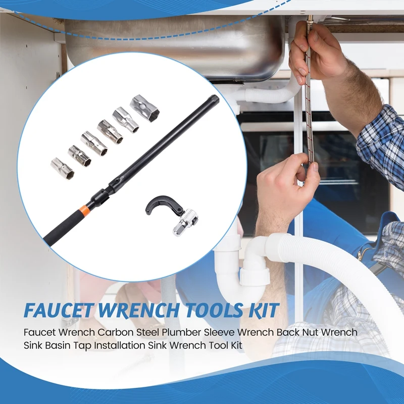 蛇口レンチ-炭素鋼-配管工-スリーブ-レンチ-バック-ナット-レンチ-シンク-洗面器-タップ-取り付け-シンク-レンチ-ツールキットを作成する