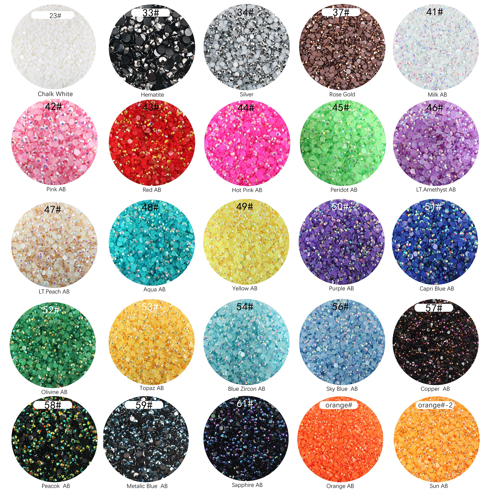 BULK 3MM 4MM 5MM Jelly AB Flatback strass Glitter resina AB strass all\'ingrosso artigianato fai da te perline Bling Kit Candy Cabs Stones