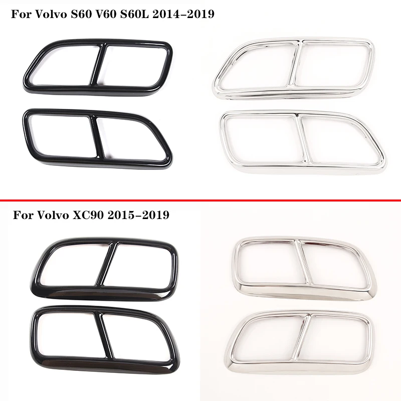 Stainless Steel Tail Throat Pipe Modified Cover Trim For Volvo XC90 S60 V60 2014-2019 Car Exhaust Tail Pipes Decoration Frame