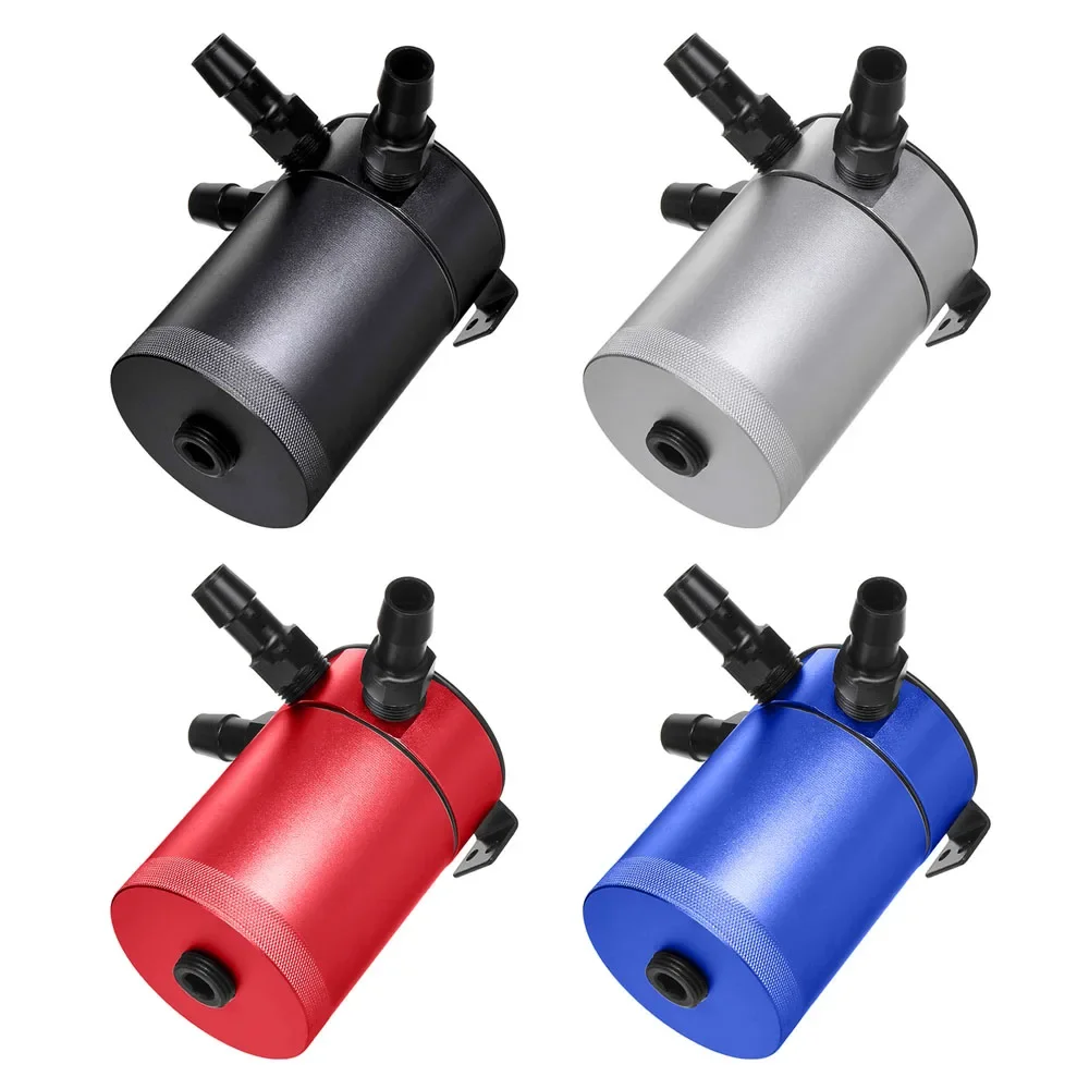 Universal 3-Port Baffled Compact Aluminum Oil Catch Can Oil Reservoir Catch Tank Three Hole Breathable Kettle