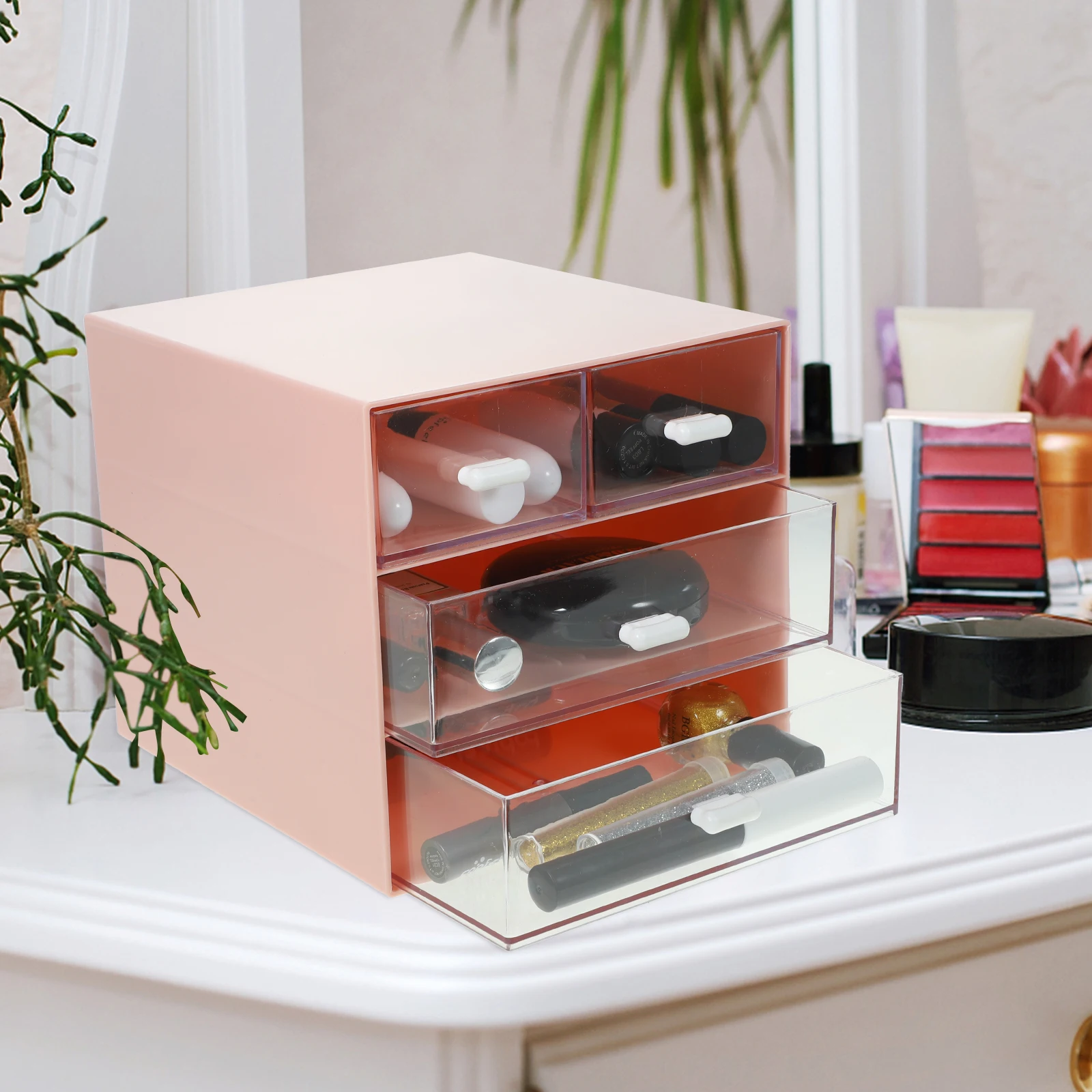

Large Capacity Desktop Storage Box Organizer For Cosmetics Jewelry Drawer Type Sundries Holder Plastic Layered Stationery Case