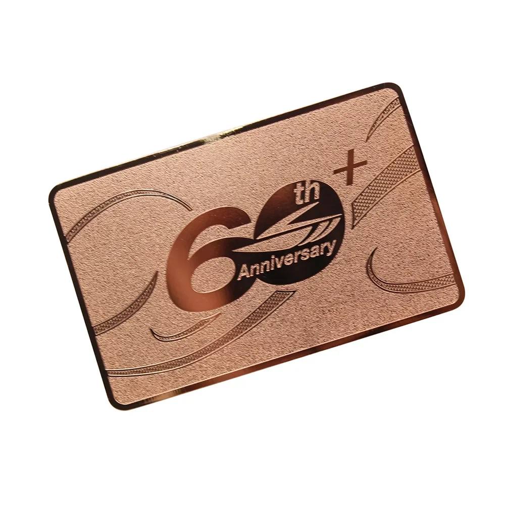 Factory Customized Stainless Steel Business Card Metal Nameplate Card, Rose Gold Corrosion Process Club VIP Membership Card