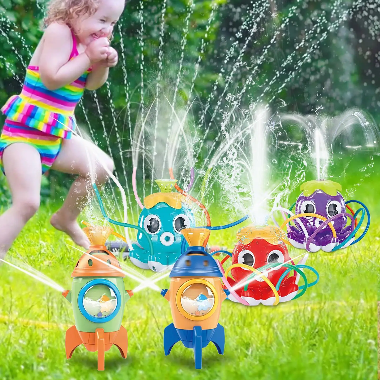 สปริงเกลอร์น้ําของเล่นเบสบอลฤดูร้อนน้ําเกมหมุน Interactive Sprinkler ของเล่นสําหรับเด็กผู้หญิง Pool Party Backyard สนามหญ้าฤดูร้อน