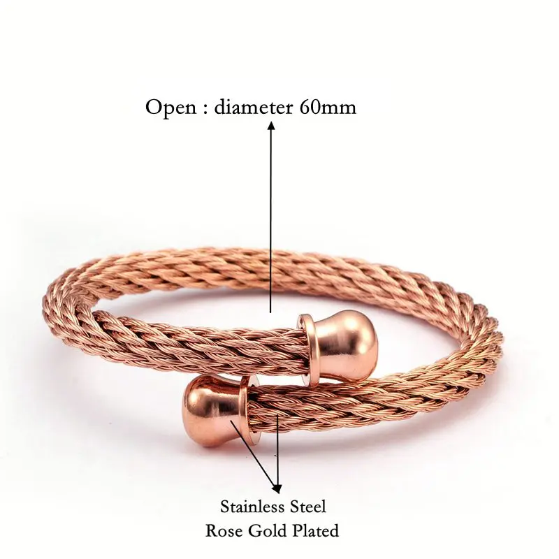 Gold Plated Stainless Steel Braided Open Cuff Fashion Bracelets Trendy Men Male Chain Link Sporty Wristband Jewelry Gift