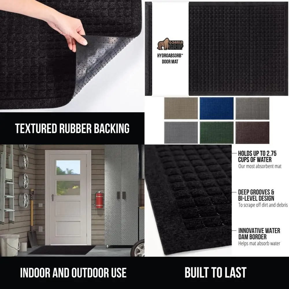

Ультраабсорбирующий придверный коврик 72x24, устойчивый к пятнам и выцветанию, удерживает грязь, черный