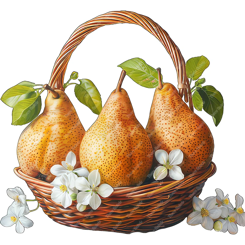 Three Ratels Fresh Pear Basket Rural style Cartoon Fruit wall Stickers for Home decoration