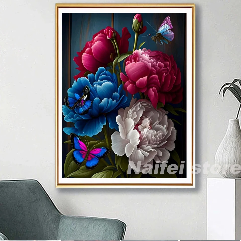 DIY Diamond Painting Fantasy Peony butterfly Diamond Embroidery Flower Mosaic Cross Stitch Colorrful flora Home Decoration Gift