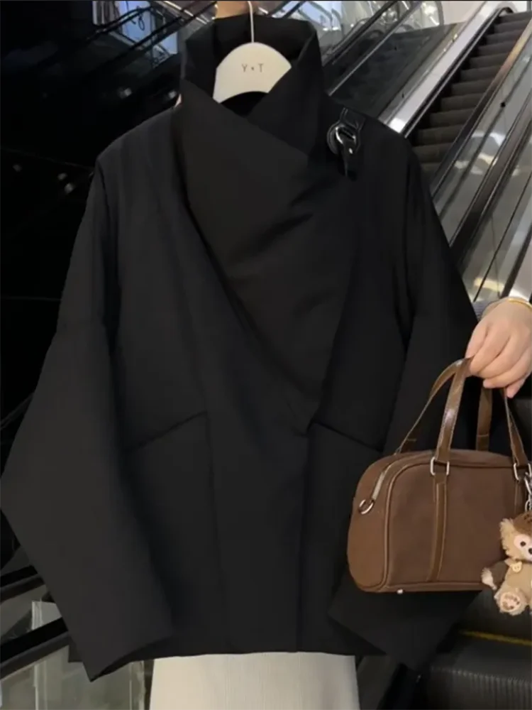 Kurze, mit Baumwolle gefütterte Jacke mit großem Revers, Damenmantel, Herbst-Winter 2022, neuer High-End-Lose, warm, schick, Brot-Kleidungsmantel