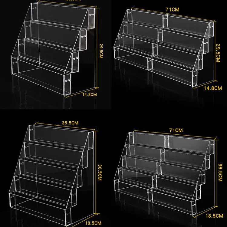 2-6 Layer Acrylic Book Shelf Supermarket Stationery Store Shelf  Brochure Newspaper Magazine storage Clear Display Ladder Stand