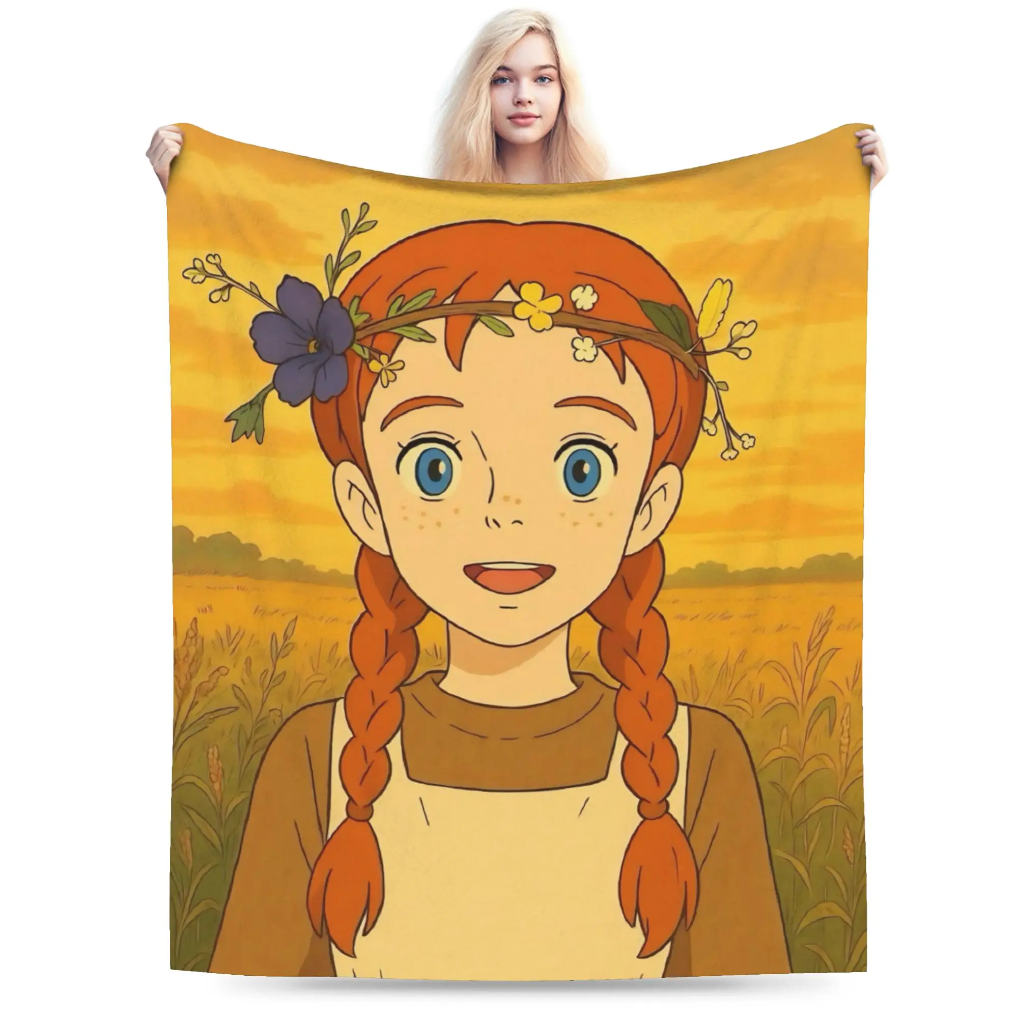 A-Anne Shirley Cartoon Print Blanket For Men Women Warm Cozy Fluffy  Throw Blankets for Sofa 50x60 Inches Multiple Sizes