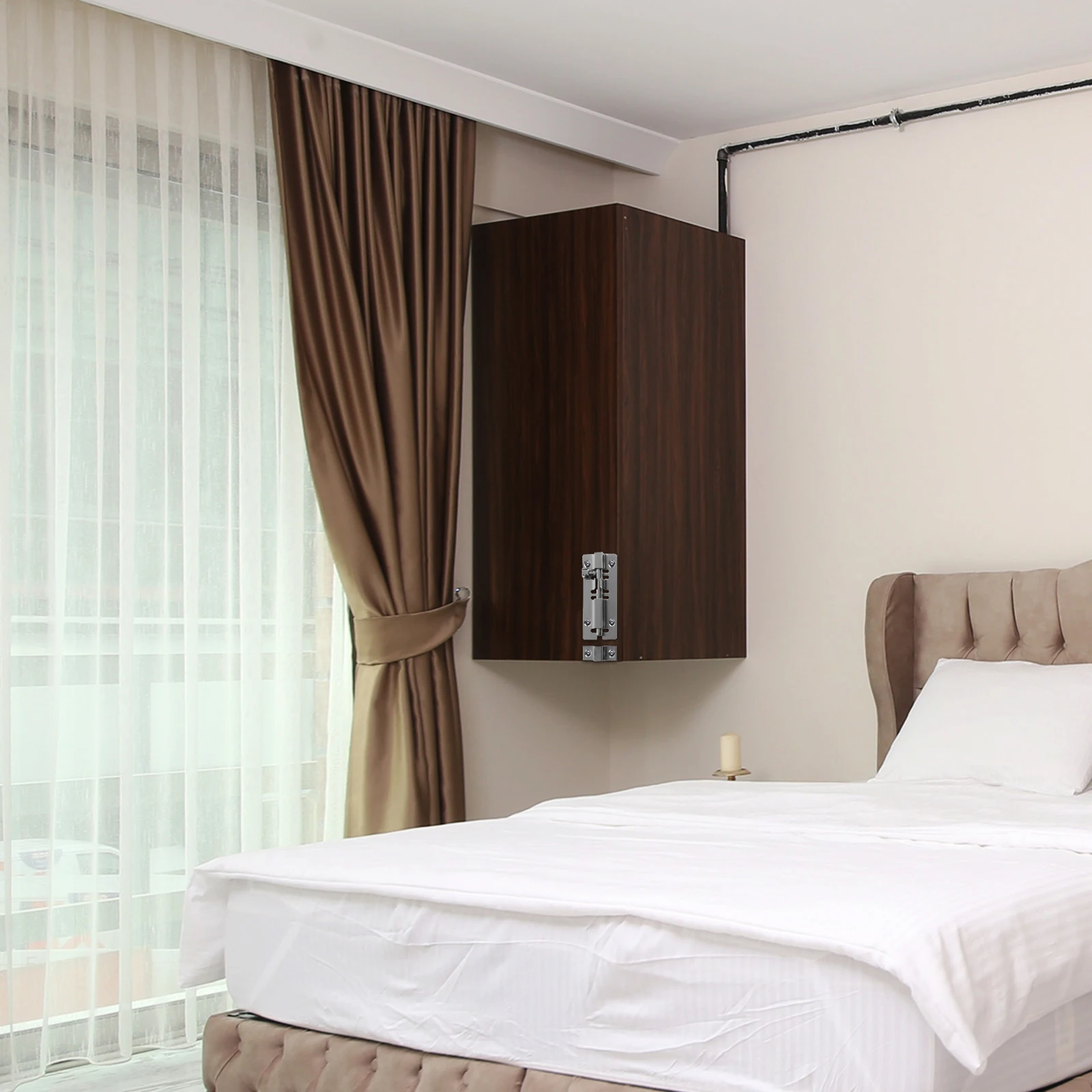 

2Pcs Door Security Slide Latch Lock Solid Heavy Duty Steel Brushed Nickel Corrosion Resistant for Bathroom Bedroom