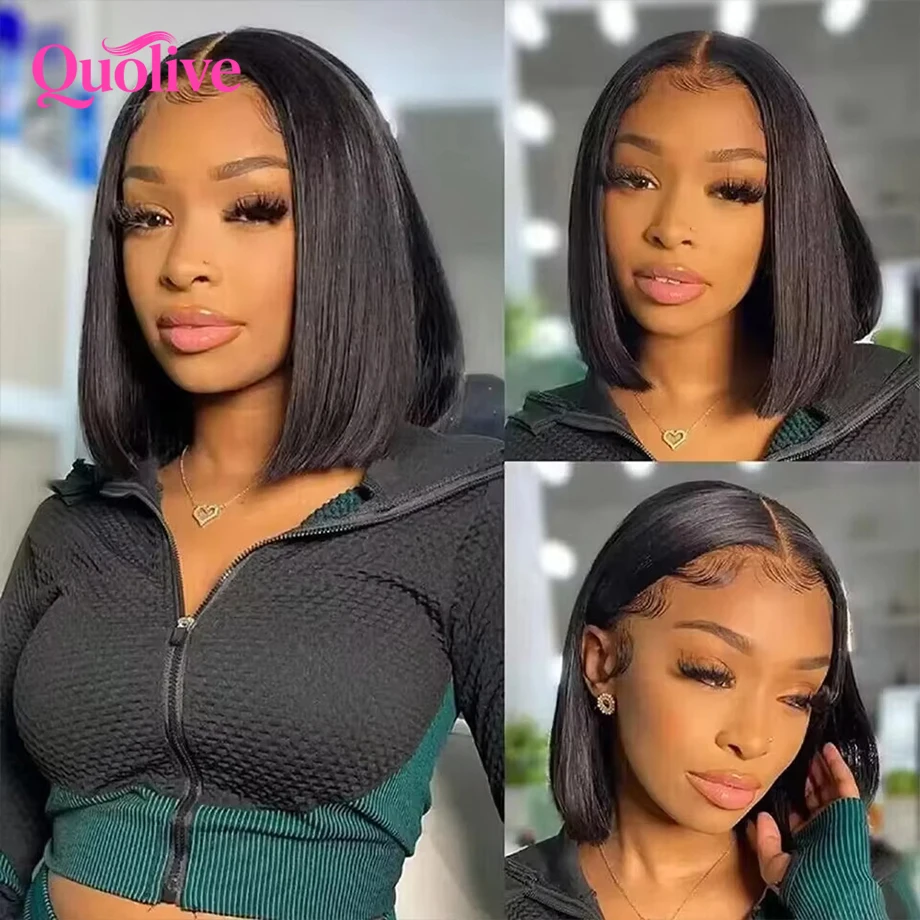 Short Bob Wig Human Hair Wear And Go Glueless Wigs 5x5 Hd Lace Closure Wig 13x6 Hd Lace Straight Human Hair Wigs For Black Women image 5