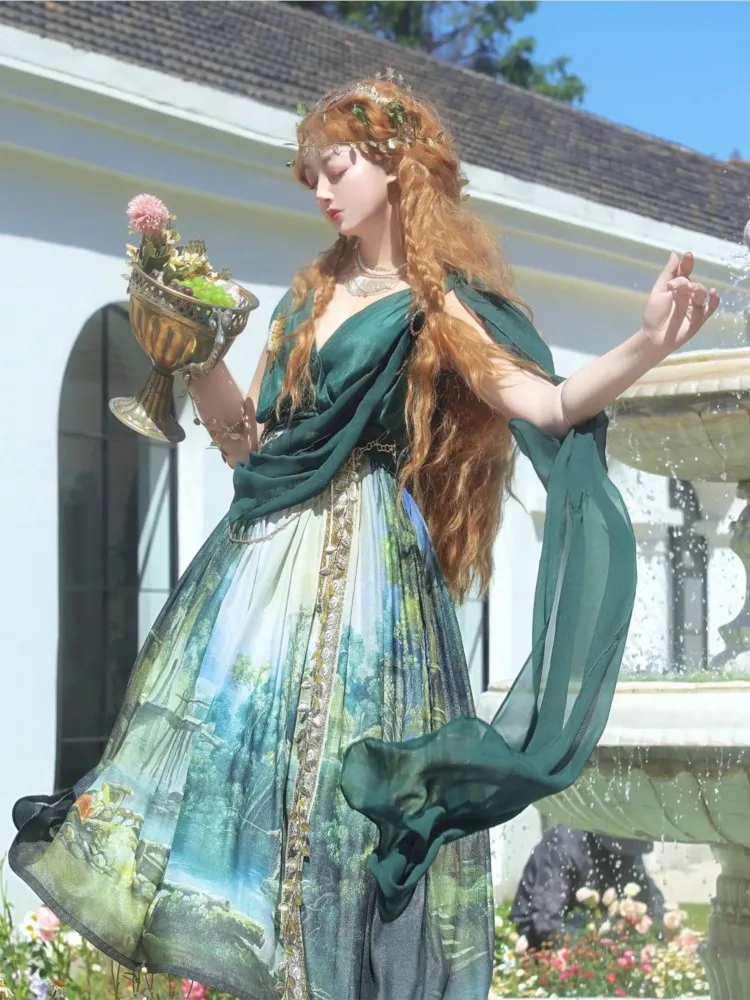 

New fashionable and elegant oil painting handle cabbage dress