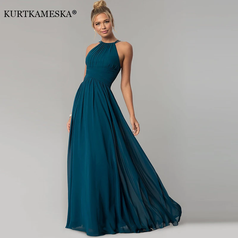 Chiffon Long Prom Evening Dresses for Women 2023 Summer Elegant Sexy Suspender Backless Party Formal Bridesmaid Dress vestidos