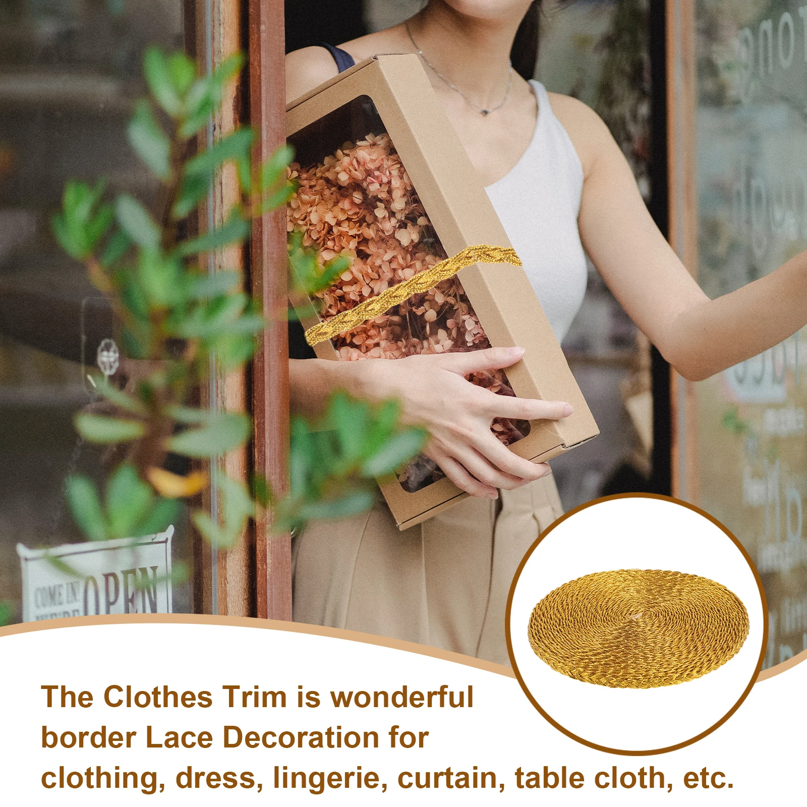 

Gold Lace Clothing Fringe Sewing Decorative Braided Trim Diy Crafting Wear-Resistant Trim For Clothes Curtain Garment Decor