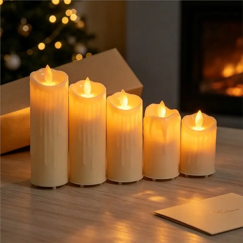 ABKP-Flameless LED For Christmas Candles Rechargeable USB Candle Lamp For Wedding Decor Birthday Party