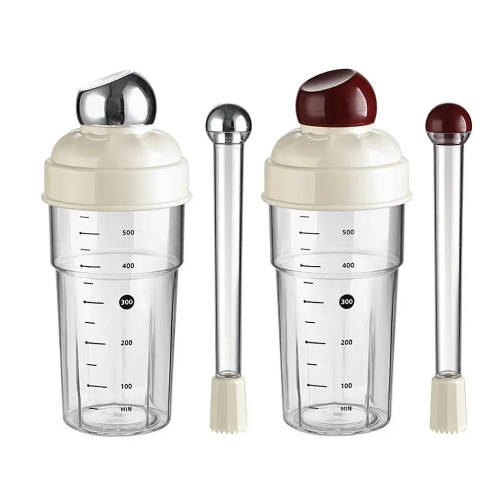 

600ML Cocktail Mixer Cup BPA-Free Broken Popsicles Drink Hand-Shake Mixer Leakproof Transparent Scale Shake Cup Muddler Set