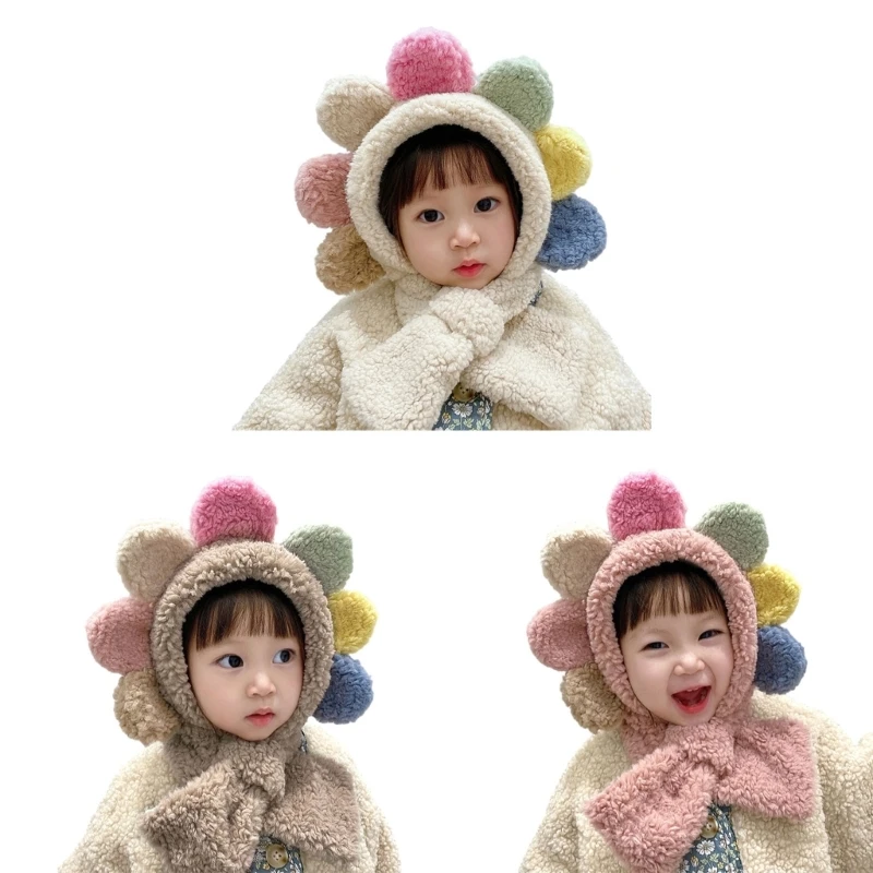 Winter Warm Hat Kid Ear Protections Hat Scarf Soft Baby Scarf for Boy Girl