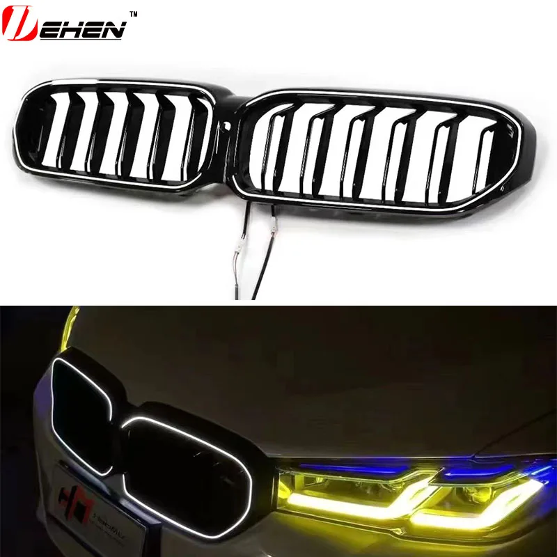 LED Light Grille For BMW New 5 Series G30 X3 i3 G01 G08 G20 3serie Kidney Grille Front M5 Grill Grid M Sport With Lamp 2021-2023