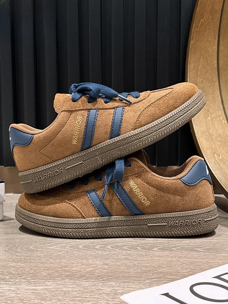 

Caramel Colored ex Casual Sneakers Dequan oes Leather Patchwork Spring Autumn Season ular round Toe Flat Heel Colors