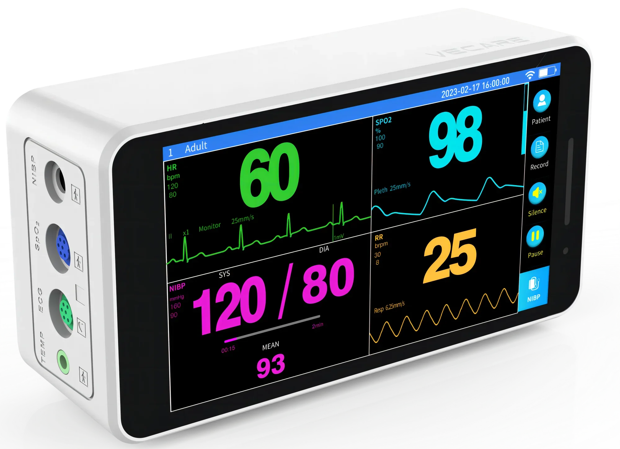 Portable 5.5-inch Touch Screen Patient Monitor Human/Vet/Newborn Use 6-Parameter Vital Signs Monitor