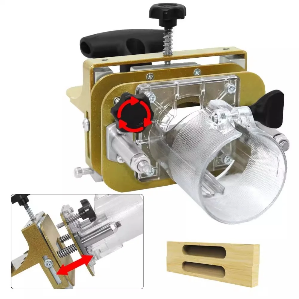 Woodworking 2-in-1 Slot Connector Jig Grooving Tool Adjustable Positioning Frame For Router Bits Trimming Machine Accessories
