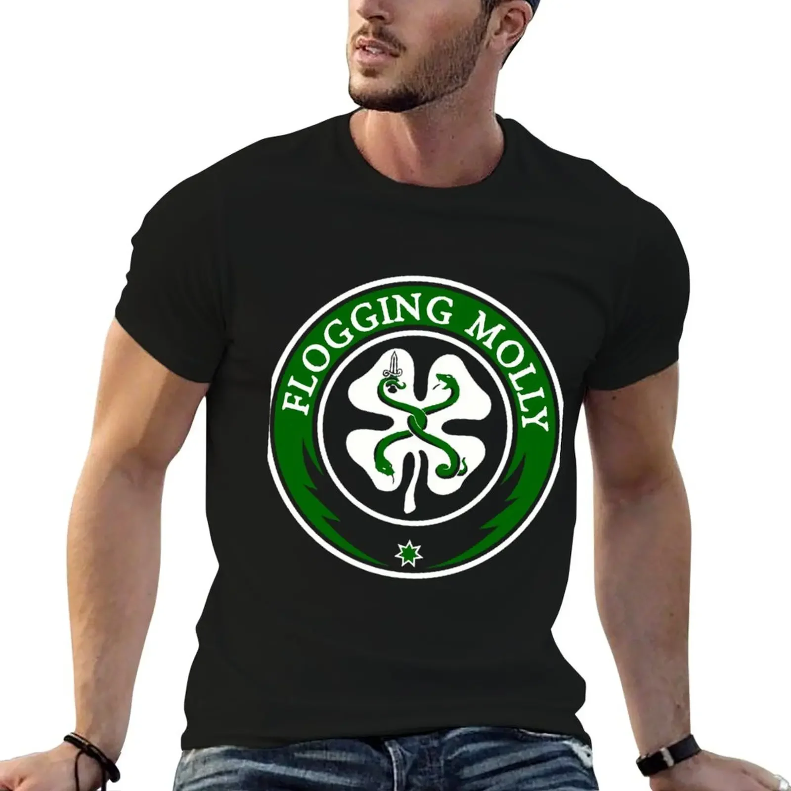 

Flogging-Molly logo T-Shirt anime street wear mens plain t shirts