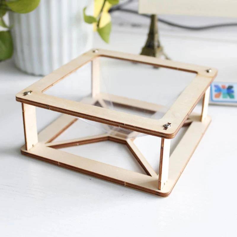 3D Hologram Smartphone Hologram Projector Wooden Self-assembly Science Educational Toy DIY Display Set For Kids Home