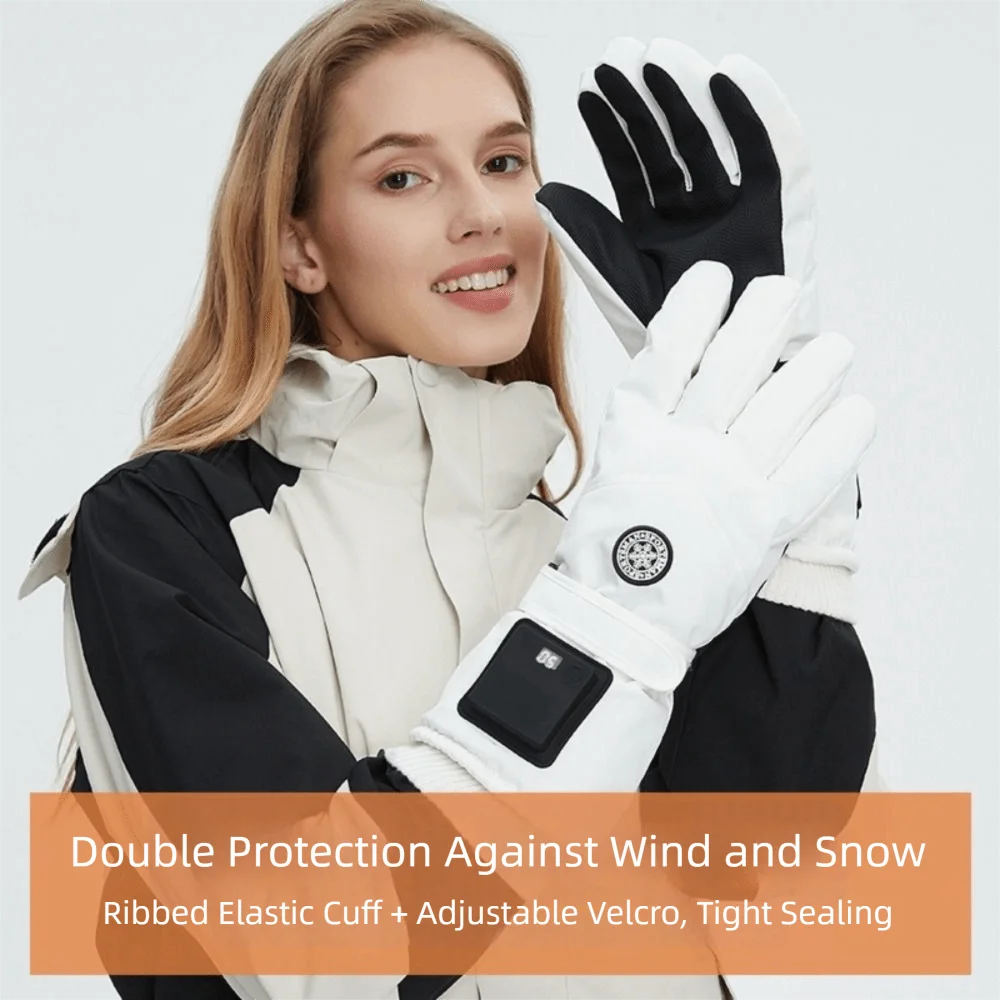 Windproof Smart Heated Gloves 3 Heating Levels 1200mAh Battery Electric Heated Gloves Waterproof Cold-Proof Winter Heated Gloves