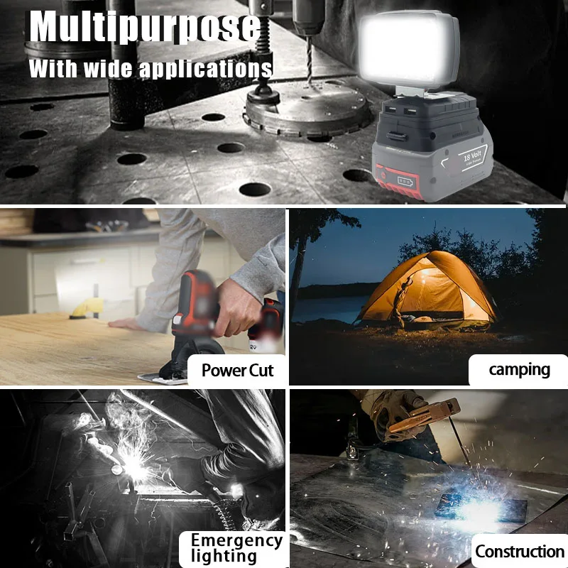 Imagem -03 - Luzes de Trabalho Led Lâmpada de Acampamento Lanterna Spotlight Usb Power Bank Lanterna de Mão para Bosch 18v Bateria de Lítio-íon Bat618 Bat609g
