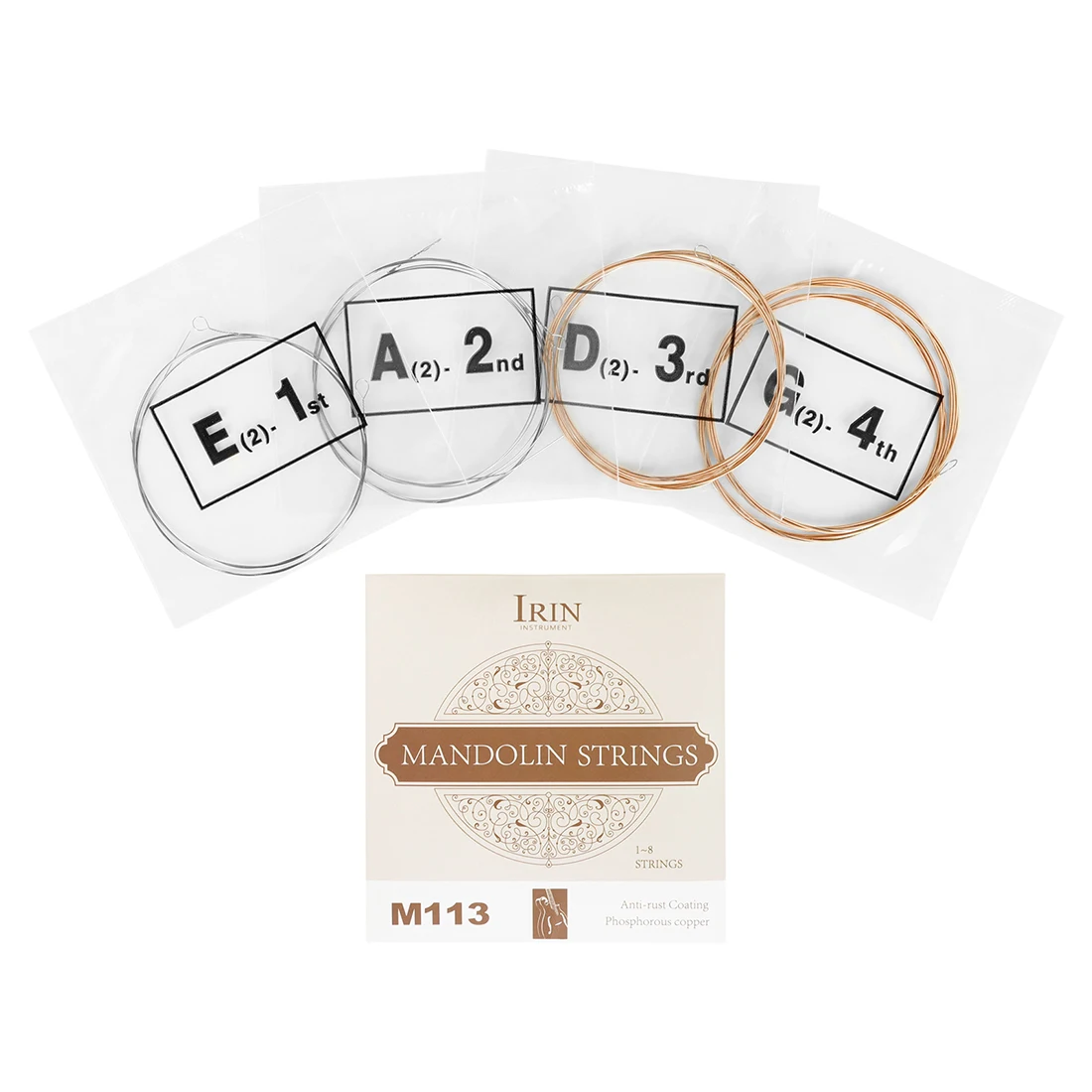 IRIN M113 Mandolin String 8 pcs Set Guitar Strings Phosphorous Copper Material Rustproof Guitar Strings Accessories