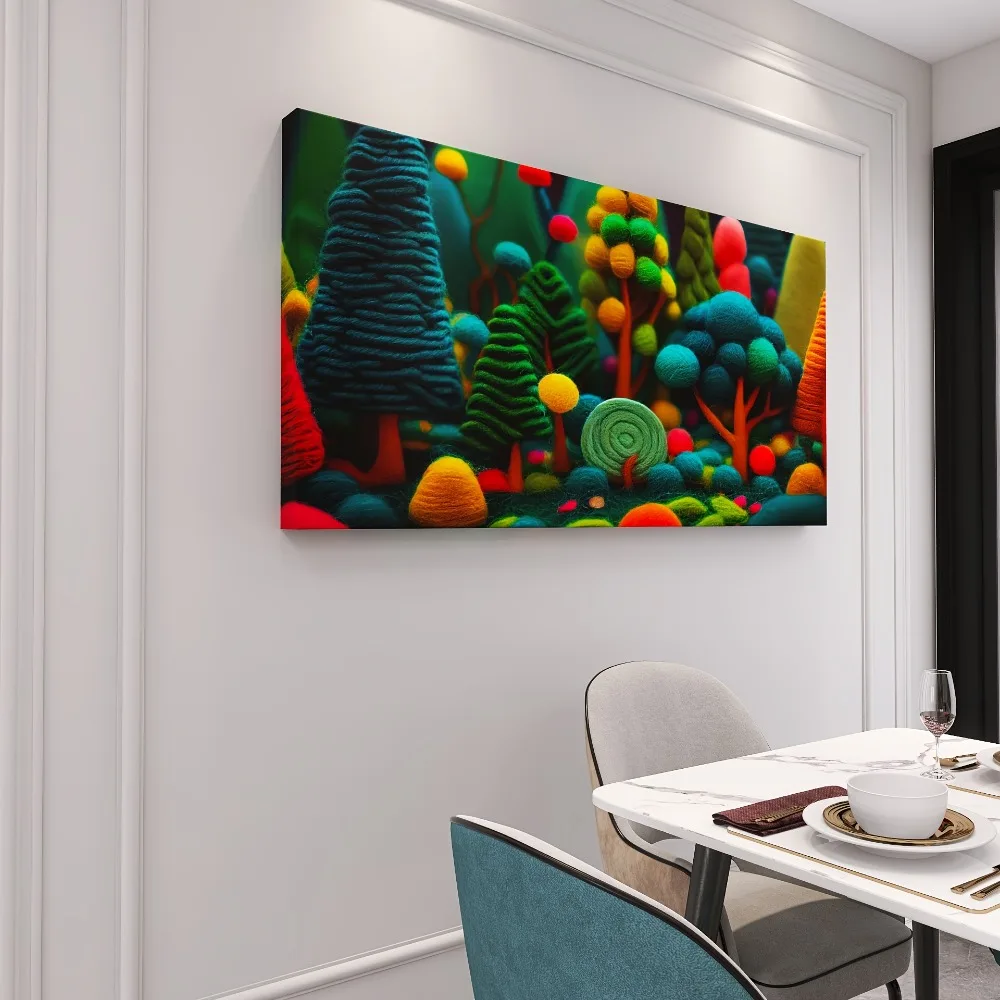 لوحة فنية جدارية من القماش على شكل شجرة خضراء تجريدية، ملصق مزخرف باللون الأخضر الفاتح، مناسب للداخلية، إطار من خشب الصنوبر الصلب بسمك 1.5 بوصة