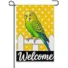 Ice Ink Welcome Parakeet 12x18 Inch Garden Flag Linen Green Parakeet Fence Porch cci