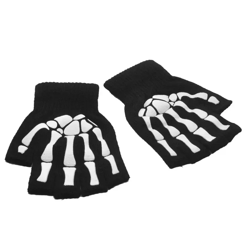 AliExpress 1-6pair Warm Knitting Gloves For Adult Solid Acrylic Half Finger Glove  Skeleton Head Gripper Print Cycling Non-slip Wrist Glove