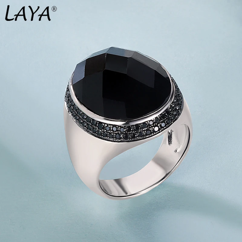 Turkey Jewelry Men Heavy-weight Mens Rings Black Stone Vintage Cool Fashion Original 925 Sterling Silver Rings 2022