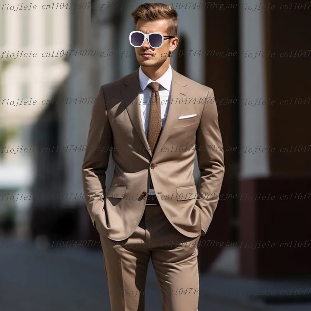 

New Brown Men Suit Customized Formal Occasion Wedding Party Groom Groomsman Business Prom Male Tuxedos 2 Piece Set Jacket Pants