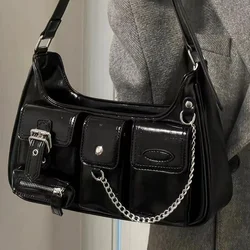 Nuovo Y2K coreano Harajuku Vintage gotico nero borsa a mano estetica elegante Punk portafoglio borsa borse spalla tendenza Tote Bags