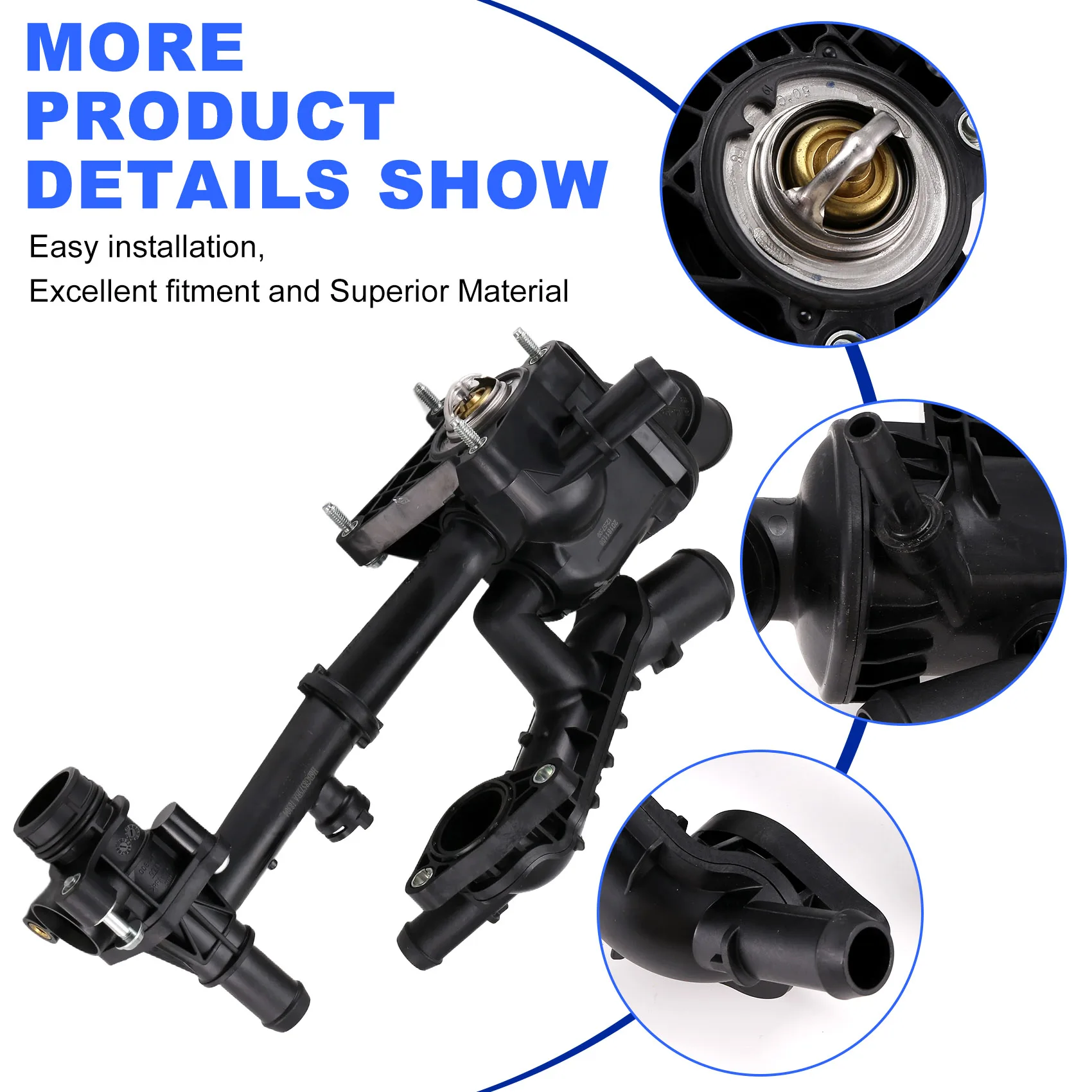

Engine Coolant Thermostat Assembly For Ford Focus 2018-2019 1.0T H6BG8575BA GK2A12A648AA GK2Z12A648A W790446S900