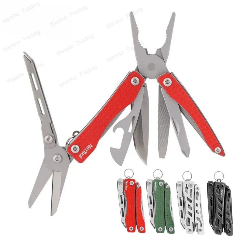 

Mini Flagship Keychain 10 In 1 EDC Folding Hand Tool Multi Tool Screwdriver Pliers Bottle Opener for Outdoor Scissors