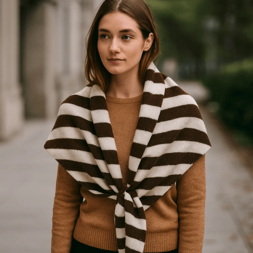 

Retro Korean Style Striped Scarf Cashmere Winter Shawl Windproof Neck Warmer Cape Wraps Student