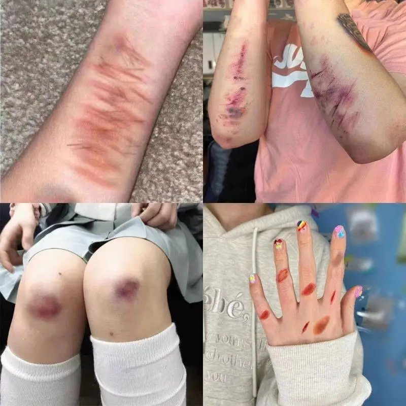 4 أوراق مقاوم للماء الذراع الكاحل ندبة لصاقات وشم دائم وهمية الوشم الجرح كدمات الوشم المؤقت تأثيري #5