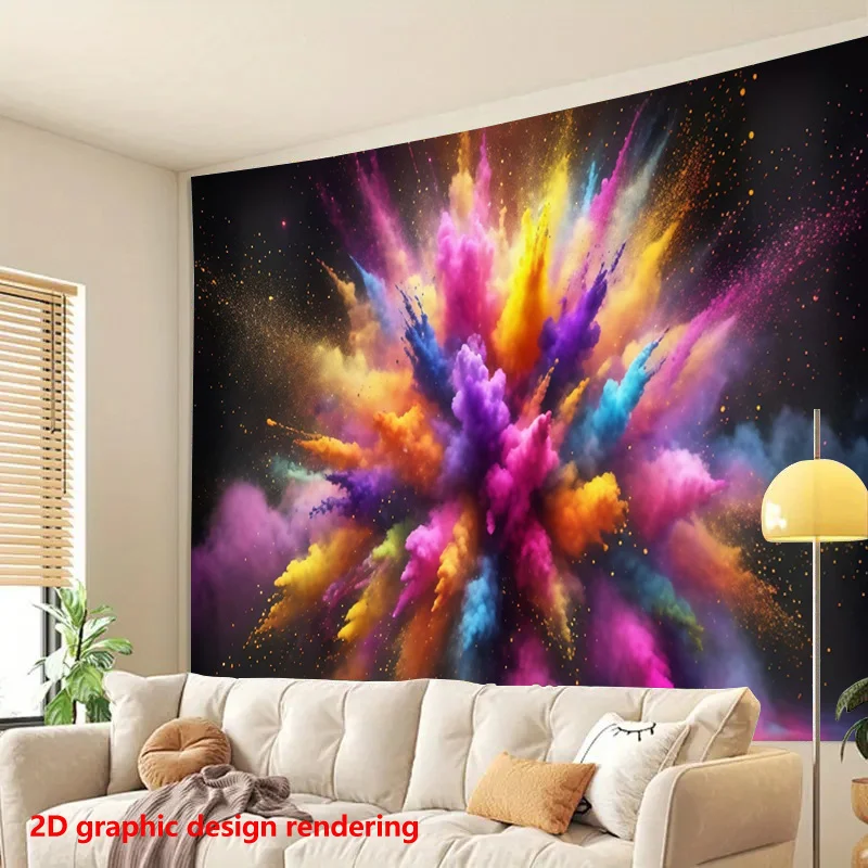 Colorful Powder  Tapestry, Psychedelic Abstract Wall Hanging, Vibrant Art Decor for Bedroom Living Room Background