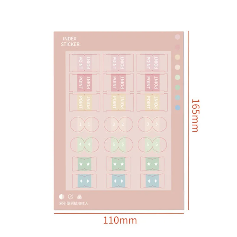 8 Sheets Morandi Color Index Stickers Self Adhesive Categorized Label Tag Marker Paper for Diary Agenda Planner Writable Sticker