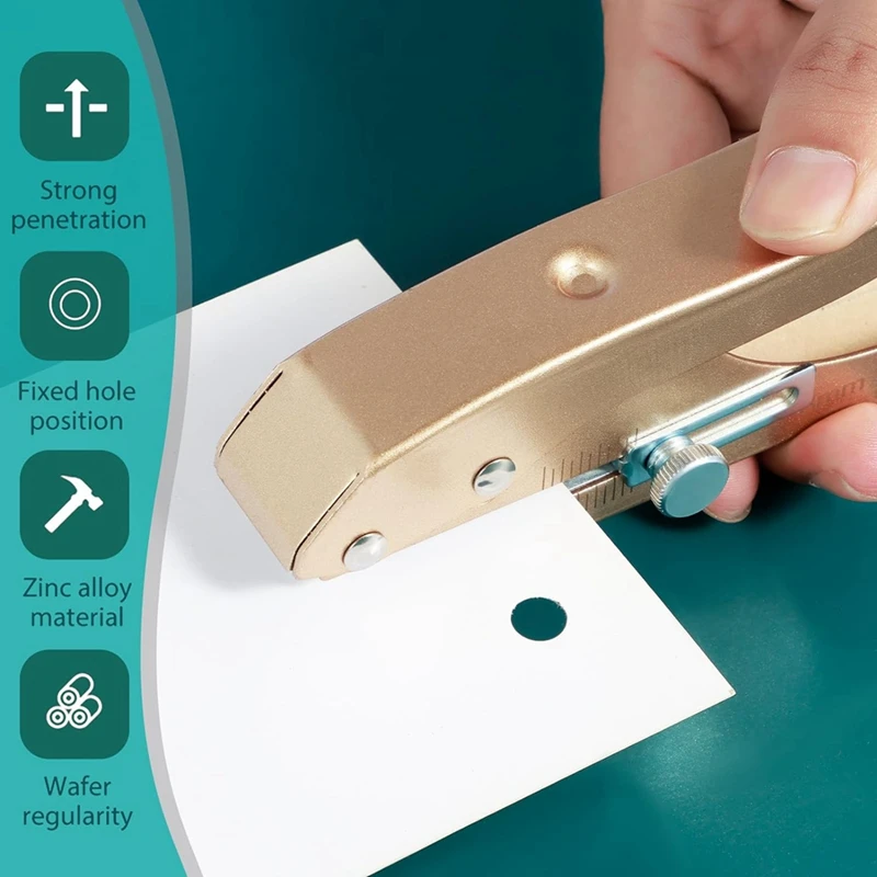 Single Hole Punch Heavy Duty Hole Puncher Edge Banding Punching Plier With Scale For Paper Cards Plastic Cardboard