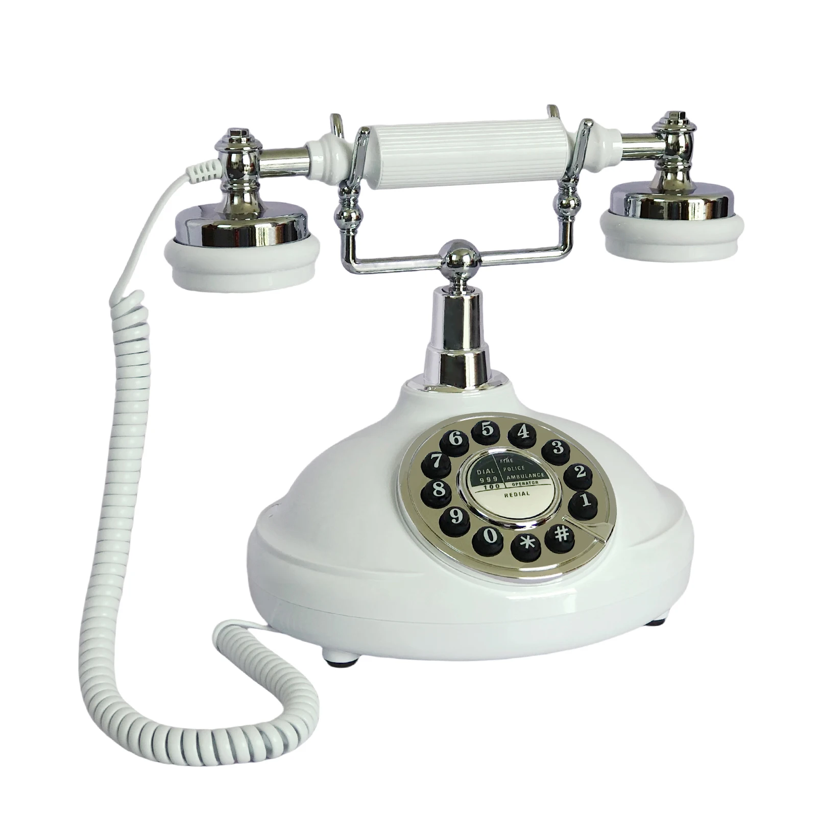 Retro Corded Landline Phone White Classic Vintage Old Fashion Telephone for Home & Office, Wired Antique Home Phone Gift