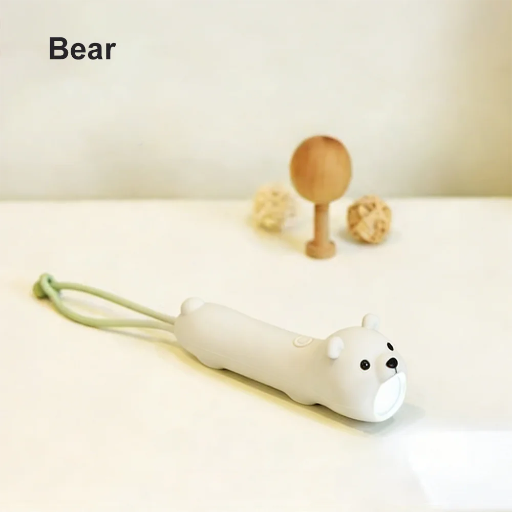 GGbingo Zachte Siliconen LED Zaklamp USB Oplaadbaar Licht Beer Konijn Draagbare Buiten- en Huishoudlamp Voor Kinderen