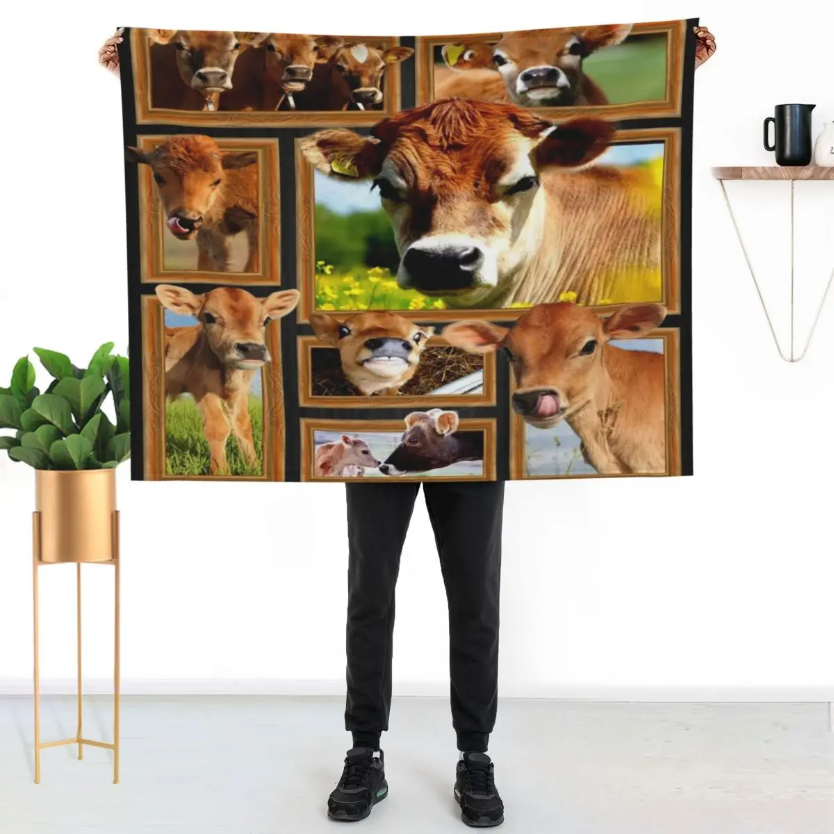 

Cute Jersey Cows Farmer Throw Blanket Soft Cozy Blanket for Pet Kids Adults