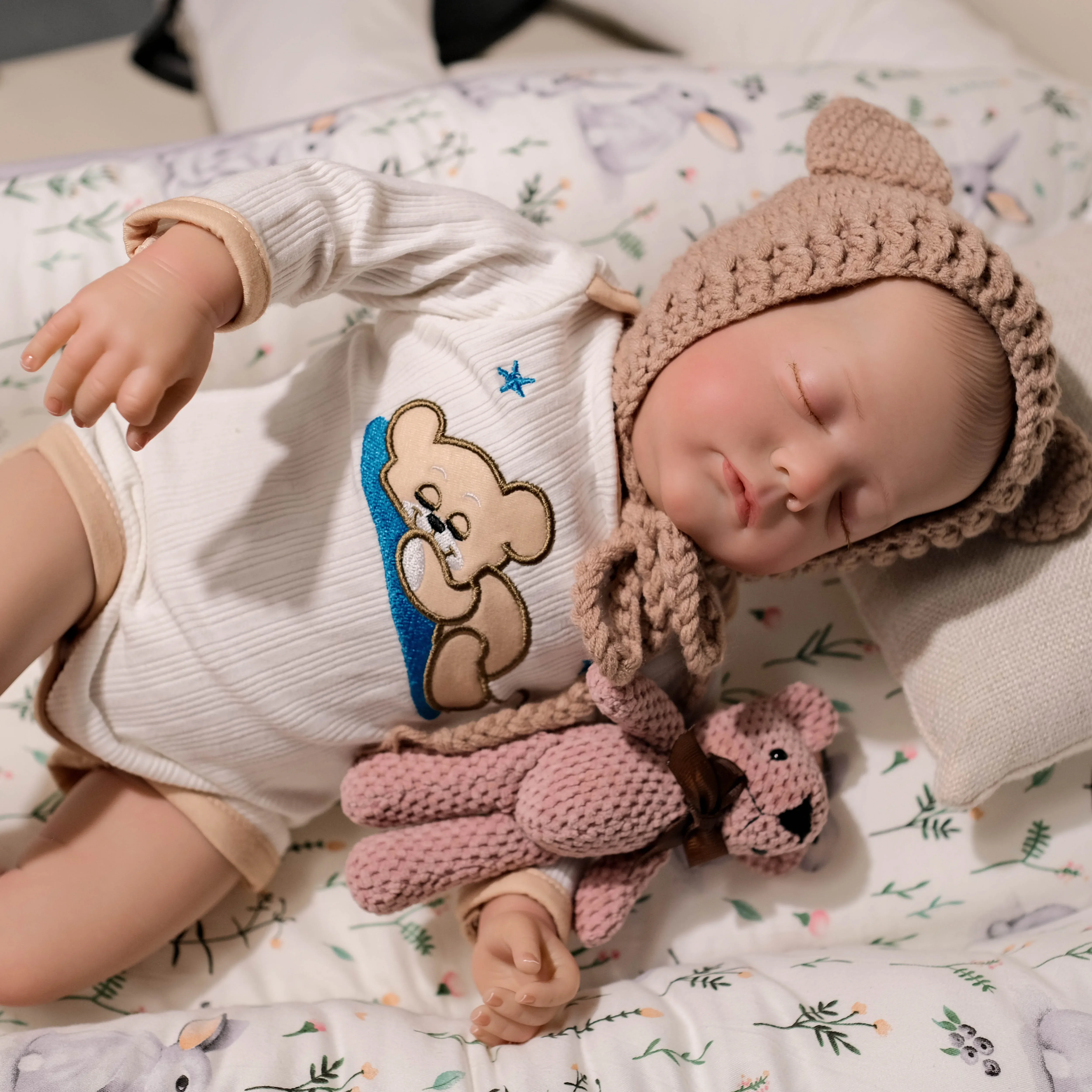 19inch Already Painted Finished Doll Soft Cloth Body Alessia Reborn Sleeping Baby Doll with 3D Skin Multiple Layers Painting