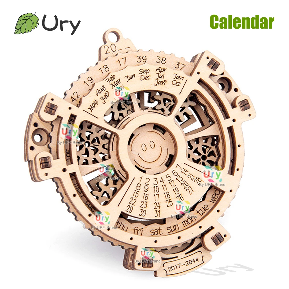 

Ury 3D Wooden Puzzle Mini Mechanical Calendar Gears Toy Building Set Brain Teaser Games Engineering Educational DIY Model Toys