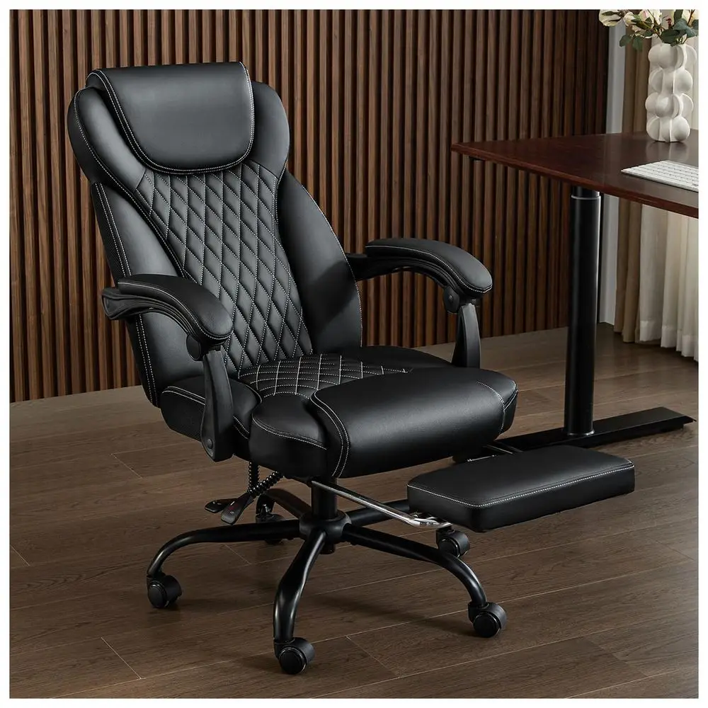 

Chair, Big and Tall Office Chair with Foot Rest Ergonomic Chair for Home Desk, Reclining High Back Leather Chairs with Lumbar S